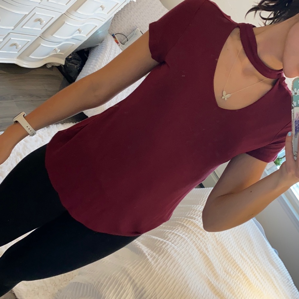 Maroon blouse with cut out